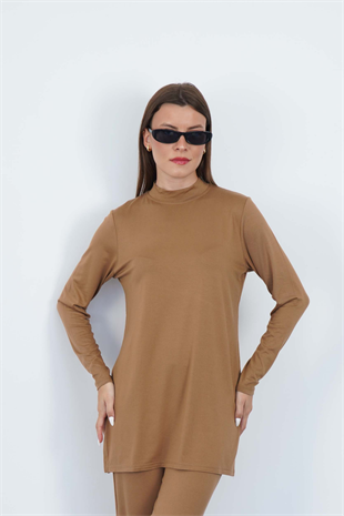 Viskon Dik Yaka Tunik-Tarçın