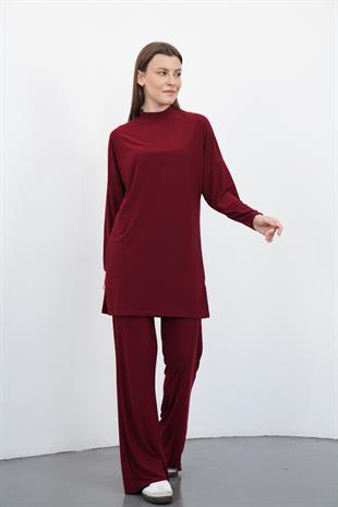 Sandy Pantolon&Tunik Takım-Bordo