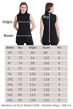 Viskon Kolsuz Tunik -Siyah