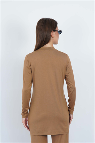 Viskon Dik Yaka Tunik-Tarçın