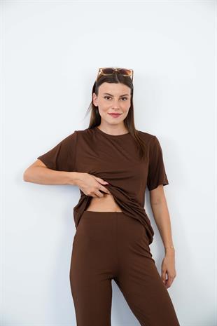 Tunik & Pantolon Takım-Kahverengi