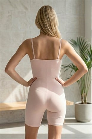 İnce Askılı Body Tulum -Pembe