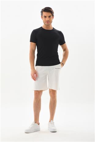 Erkek Regular Fit %100 Pamuk Şort-Beyaz