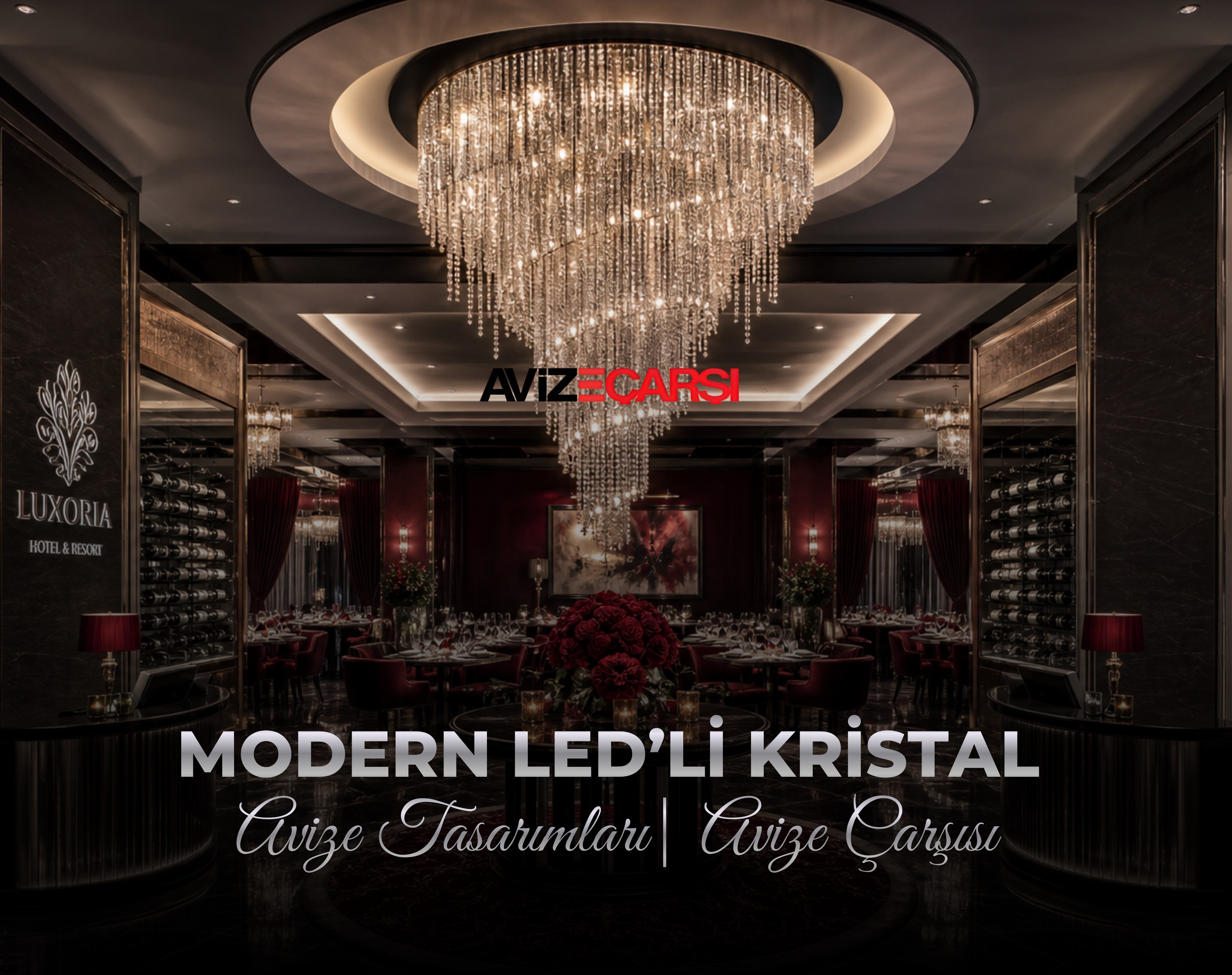 modern ledli kristal avize
