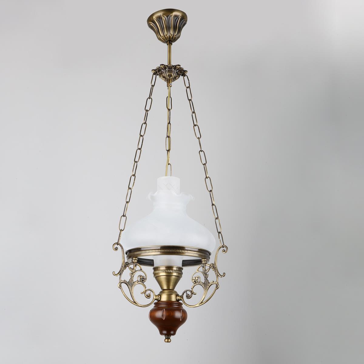 Avize Çarşısı Natural Collection Aladdin Eskitme Ahşap-Metal Gövde, Beyaz Camlı, Eskitme Avize BS.2006-62-20 B