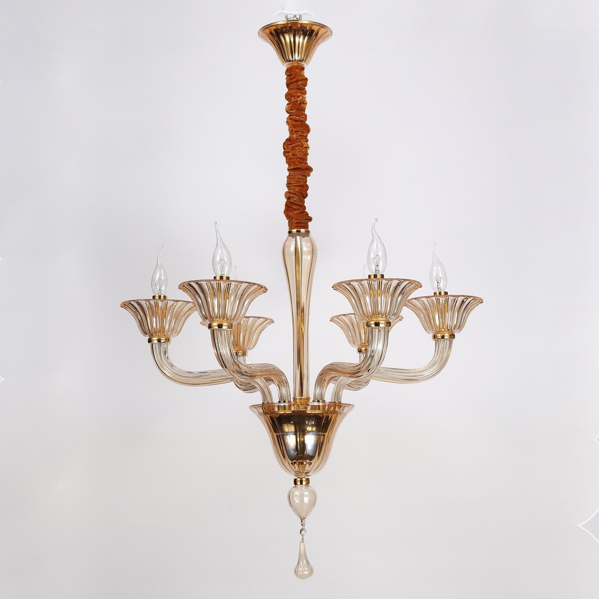 Avize Çarşısı 6 Kollu Kristal Taşlı Cam Kollu Sarkıt Avize BS.D.412-6