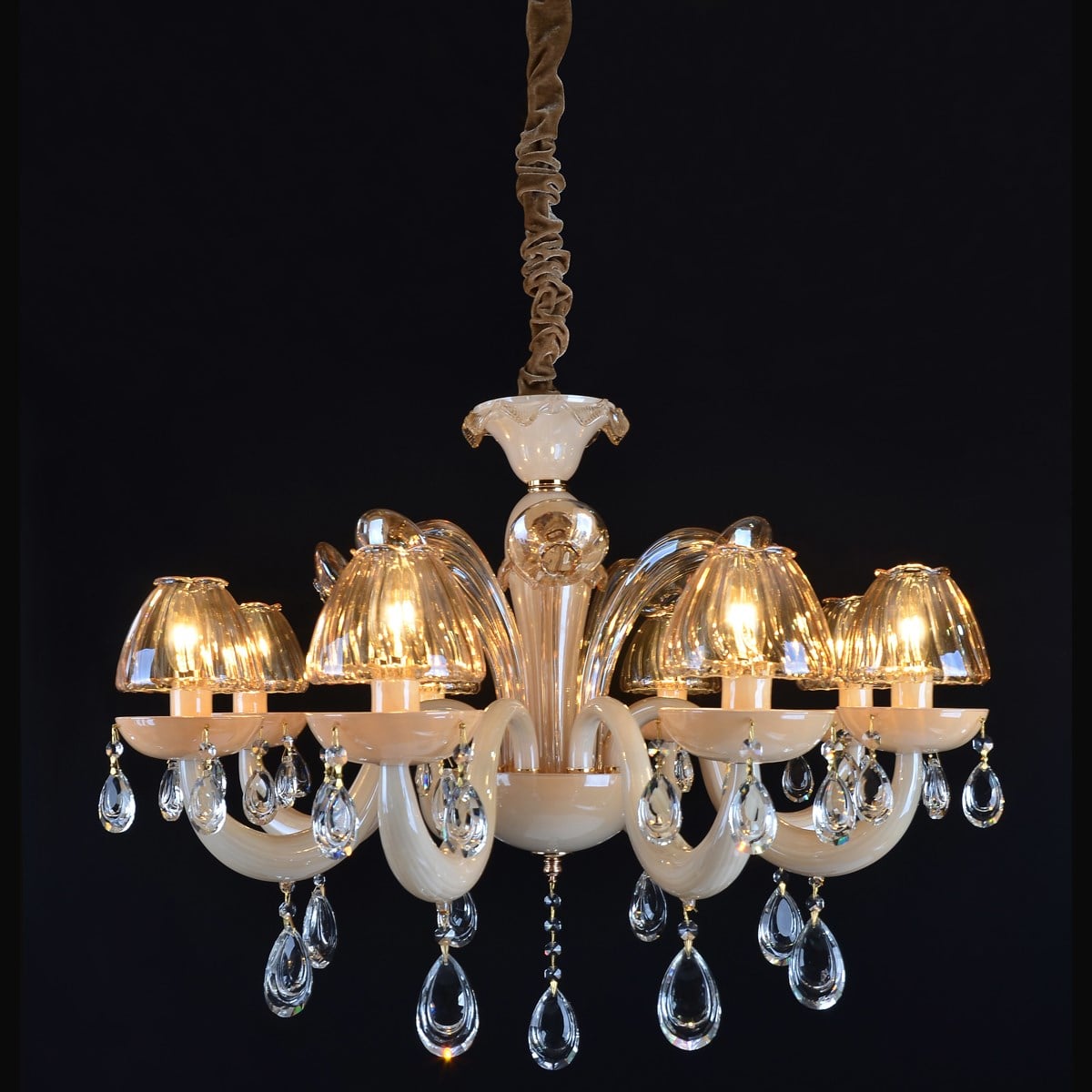 Avize Çarşısı 8 Kollu Kristal Taşlı Sarkıt Avize D.6610-8