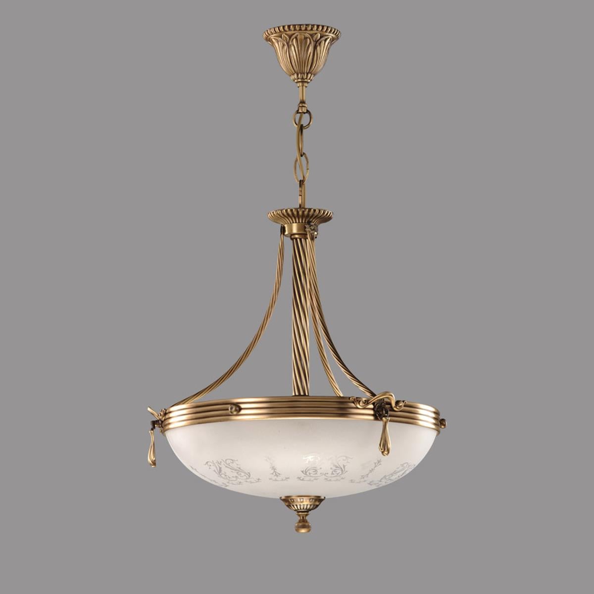 Avize Çarşısı, Armoni Tekli Cam Başlıklı, Eskitme Antik Renk Metal Gövde, Sarkıt Avize BS.3040-52-01B