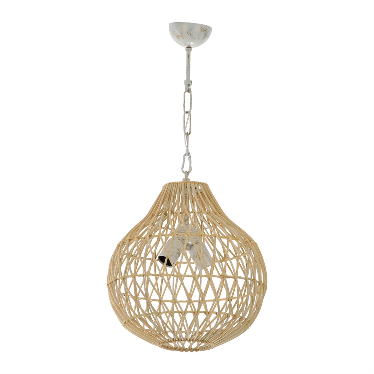 Avize Çarşısı BAMBU Eskitme Renkli, Hasır Şapkalı, Sarkıt Avize, BAMBU.09