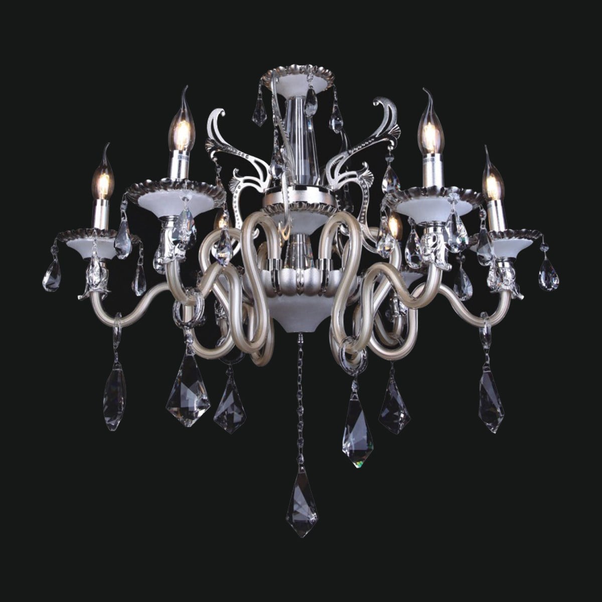 Avize Çarşısı Kristal Taşlı 6 Cam Kollu Sarkıt Avize BS.9005-6