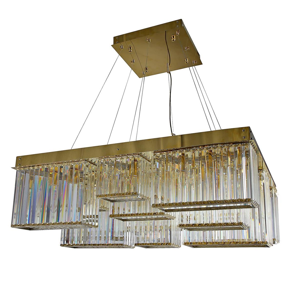 Avize Çarşısı Pırlanta Gold Renkli Kristal Taşlı Sarkıt Avize BS.7746-78-100