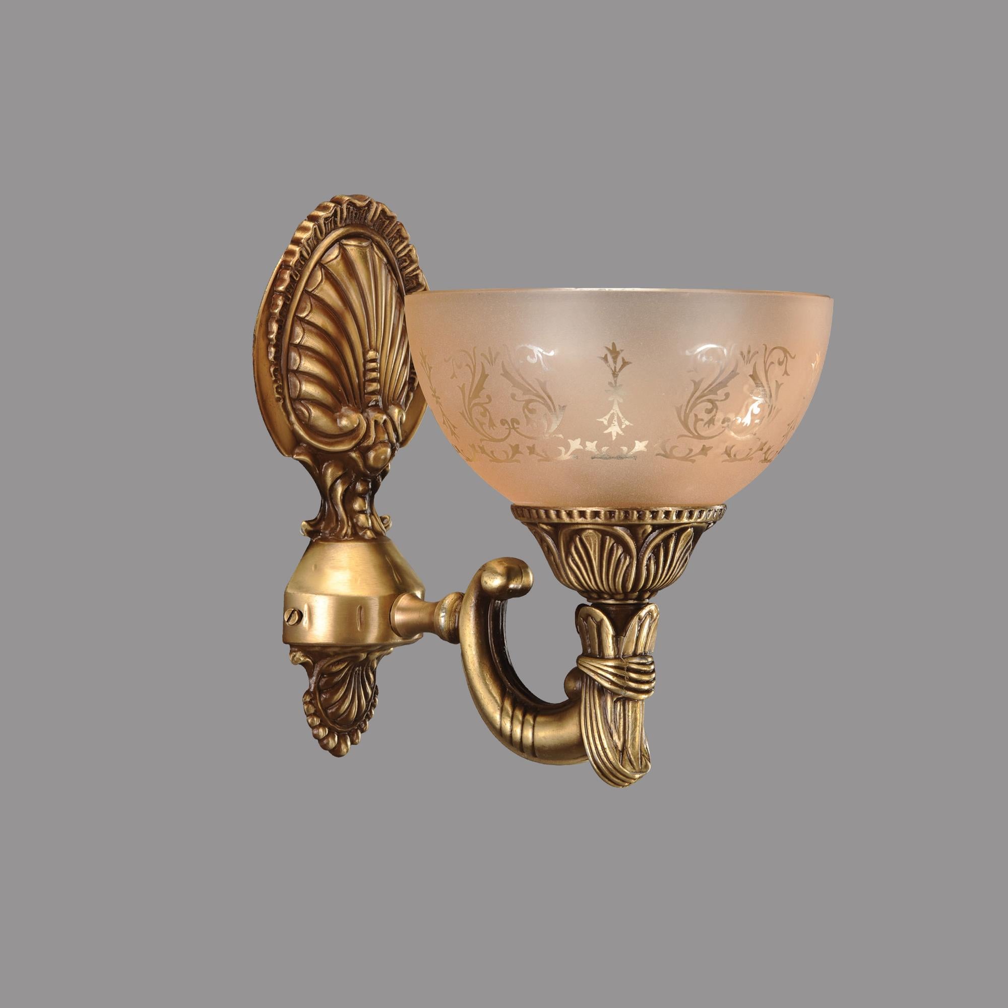 Avize Çarşısı, Royal Classic Armoni Tekli Beyaz Cam Başlıklı, Eskitme Antik Renk Metal Gövde, Duvar Aplik BS.3040-52-19A