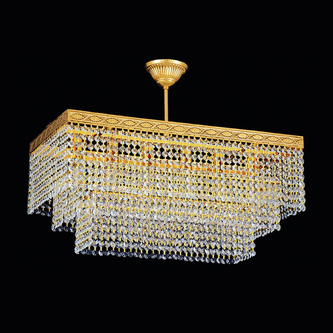 Avize Çarşısı Vensai Kristal Taşlı Gold Avize BS.2780-58-60