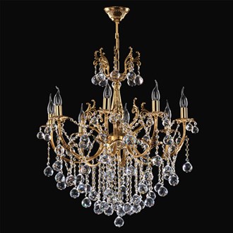 Avize Çarşısı, Tila 8 kollu, Kristal Taşlı, Gold Renk Metal Gövde, Sarkıt Avize, BS.0158-58-08 Z