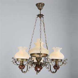 Avize Çarşısı Natural Collection Aladdin Eskitme Ahşap-Metal Gövde, Ananas Camlı, Eskitme Avize BS.2007-62-20 A