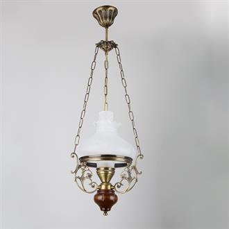 Avize Çarşısı Natural Collection Aladdin Eskitme Ahşap-Metal Gövde, Beyaz Camlı, Eskitme Avize BS.2006-62-20 B