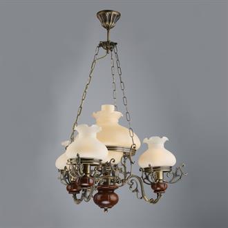 Avize Çarşısı Natural Collection Aladdin 3lü Sarkıt Avize | Eskitme Antik Kasa | Ananas Camlı | 4xE27 Duylu | Klasik Vintage Salon Yemek Odası Avizesi BS.2007-62-24 A