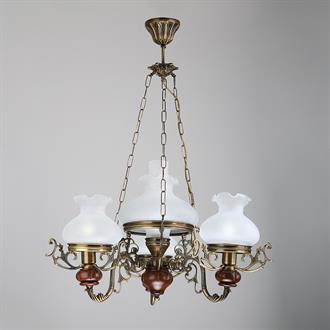 Avize Çarşısı Natural Collection Aladdin 3lü Sarkıt Avize | Eskitme Antik Kasa | Beyaz Camlı | 4xE27 Duylu | Klasik Vintage Salon Yemek Odası Avizesi BS.2007-62-20 B