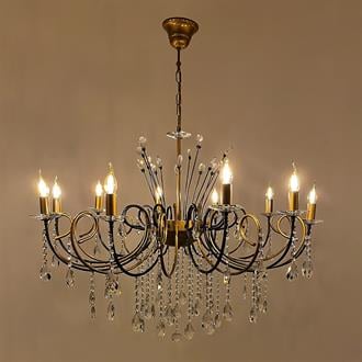 Avize Çarşısı Lite Crystal Ramada Fiskiyeli 10 Kollu Kristal Taşlı Eskitme Avize BS.0150-52-10