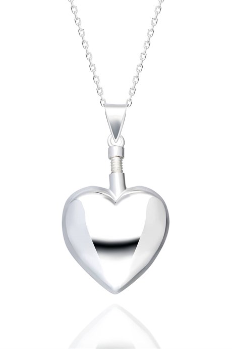 Kalp Model Parfüm Şişesi Gümüş Kolye