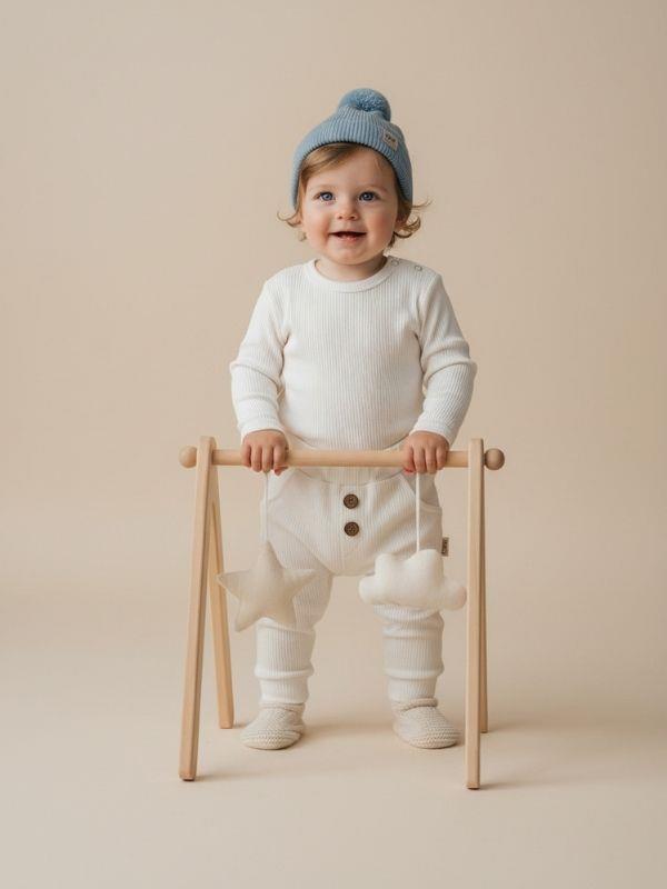 Bebek Düğme Detaylı Cepli Pamuklu Eşofman Altı