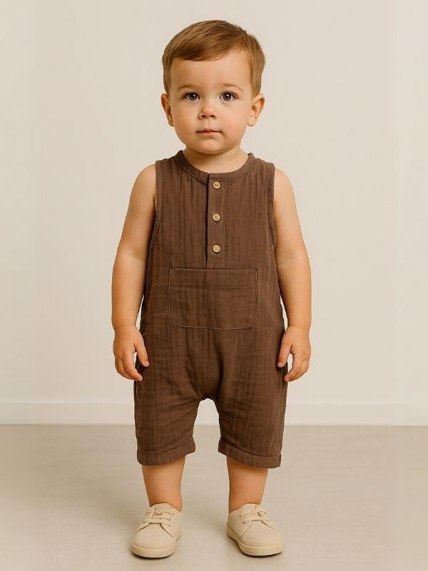 Bebek Kolsuz Şortlu Müslin Tulum