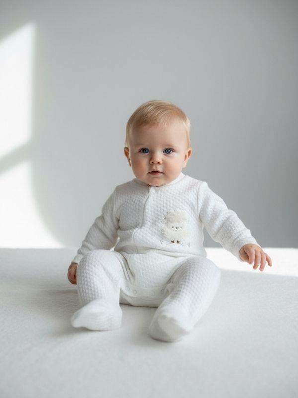 Bebek Kuzu Desenli Kapitone Fermuarlı Tulum