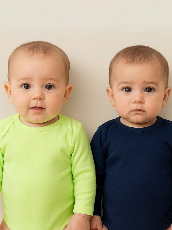 Bebek Organik Pamuklu Uzun Kollu Yeşil Lacivert Body 2’li Set