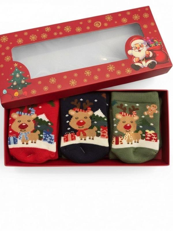Bebek Yılbaşı Temalı 3'lü Kutulu Havlu Çorap Seti