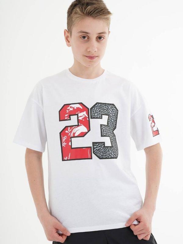 Çocuk 23 Yazılı Oversize Pamuklu T-shirt