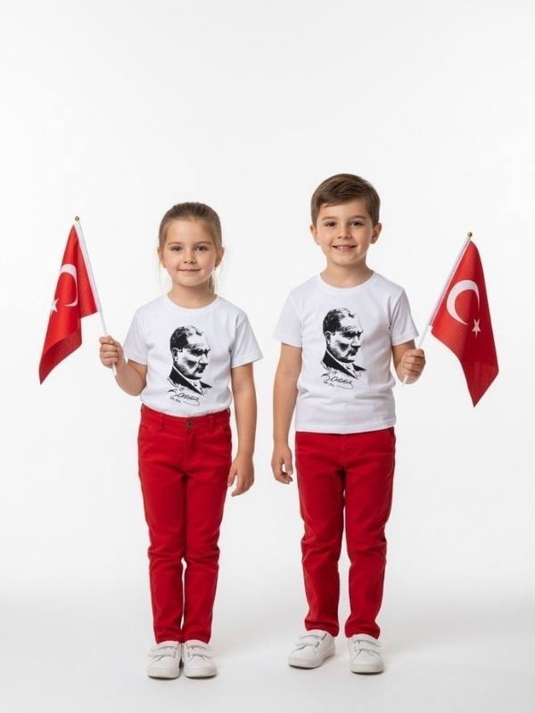 Çocuk Atatürk Baskılı Yarım Kollu T-shirt
