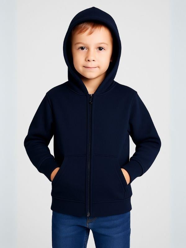 Çocuk Fermuarlı İnce Mevsimlik Basic Kapüşonlu Okul Hırkası