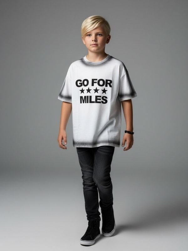 Çocuk Go For Miles Yazılı T-shirt