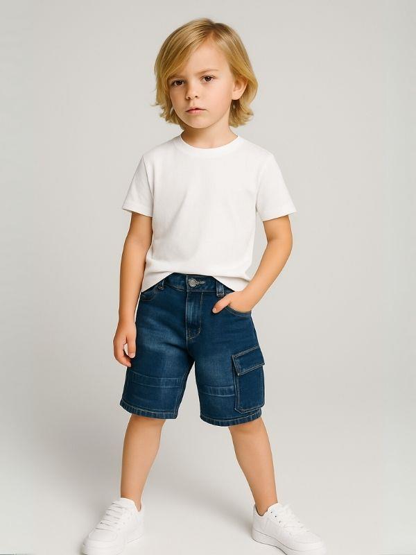 Çocuk Kargo Cepli Kot Şort