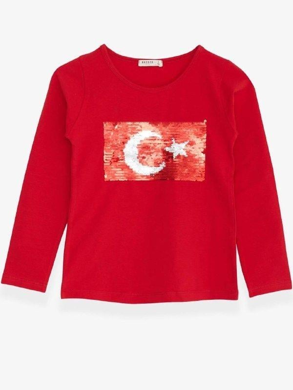 Çocuk Oynar Pullu Pamuklu Uzun Kollu T-shirt