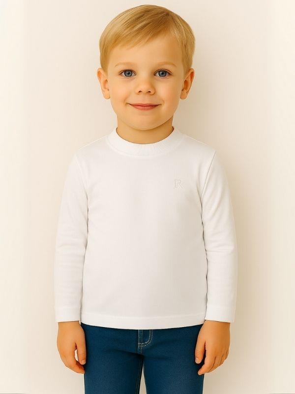 Çocuk Pamuklu Basic Yarım Dik Yaka Uzun Kollu T-shirt