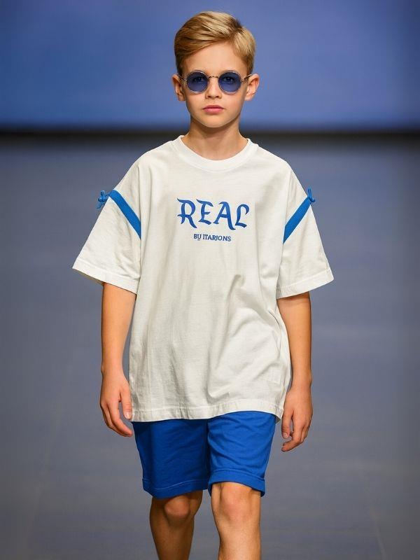 Çocuk Pamuklu Real Yazılı Oversize Kalıp T-shirt