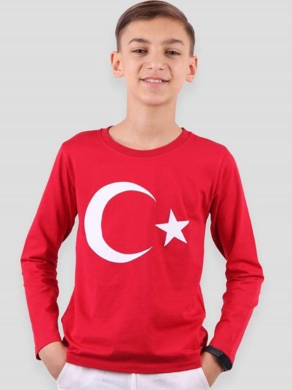Çocuk Pamuklu Uzun Kollu Ay Yıldız T-shirt