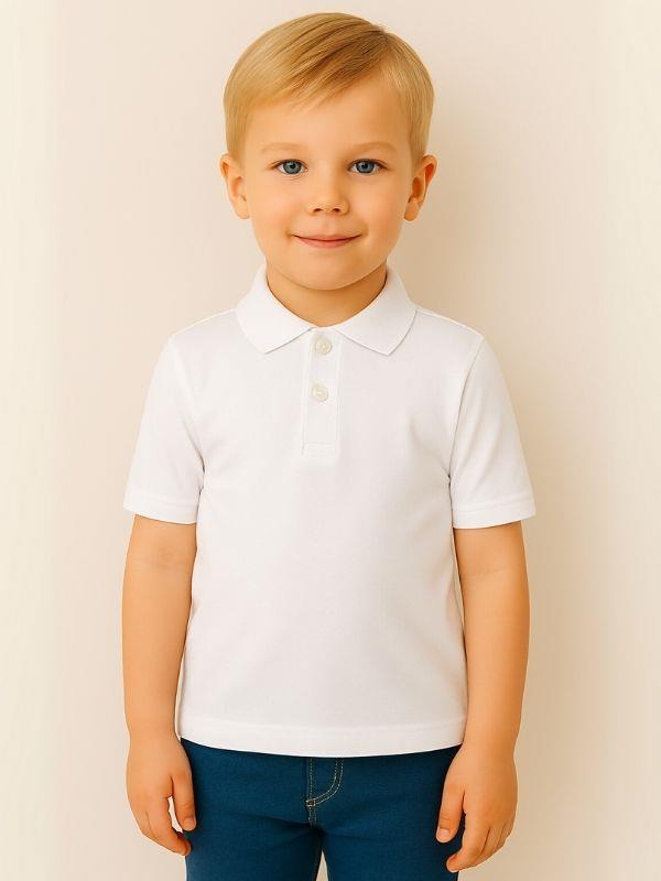 Çocuk Pamuklu Yakalı Dokulu Kumaş Kısa Kollu T-shirt