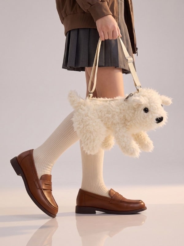 Çocuk Peluş Köpek Figürlü Omuz Çantası