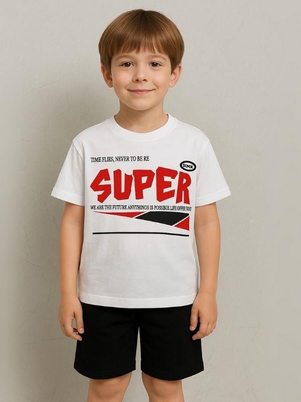 Çocuk Super Yazılı Pamuklu Oversize T-shirt