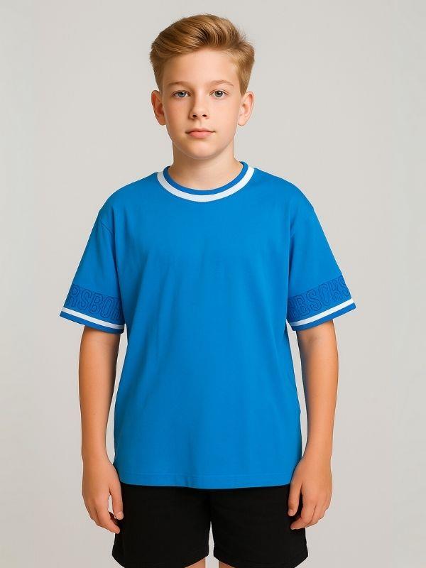 Çocuk Yaka Nervürlü Pamuklu Oversize Kalıp T-shirt