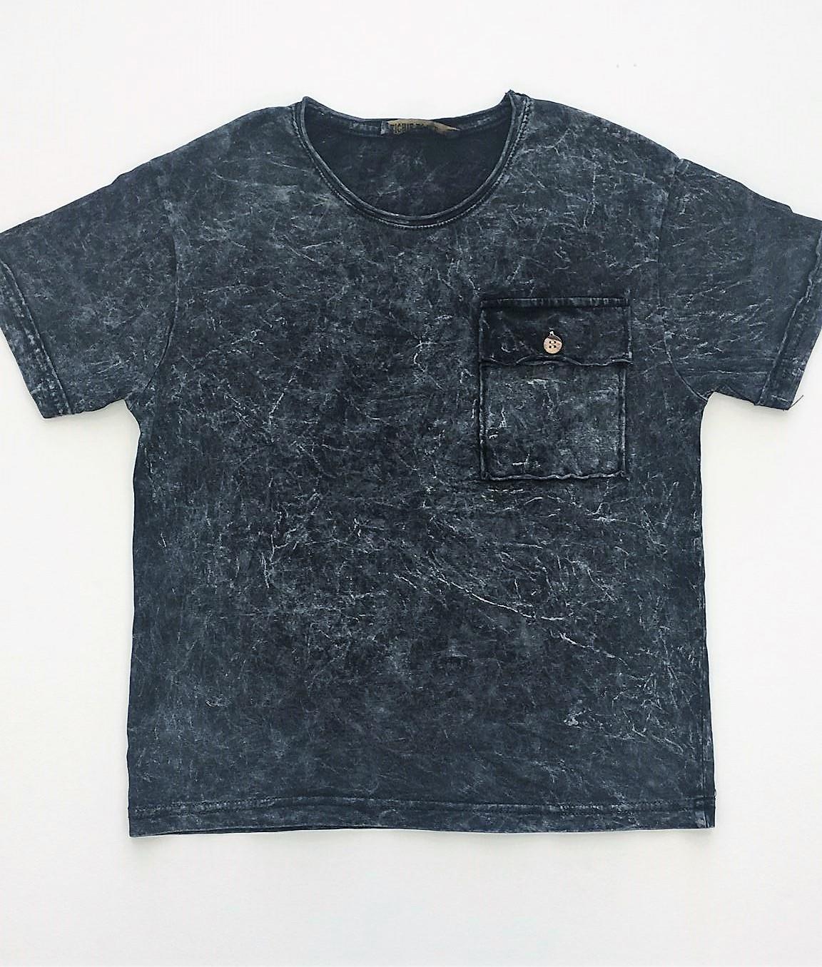 Çocuk Yıkamalı Sıfır Yaka Pamuklu Tshirt