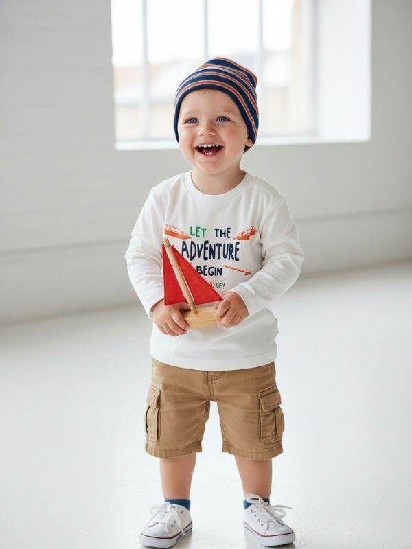 Erkek Bebek Adventure Baskılı Pamuk T-shirt