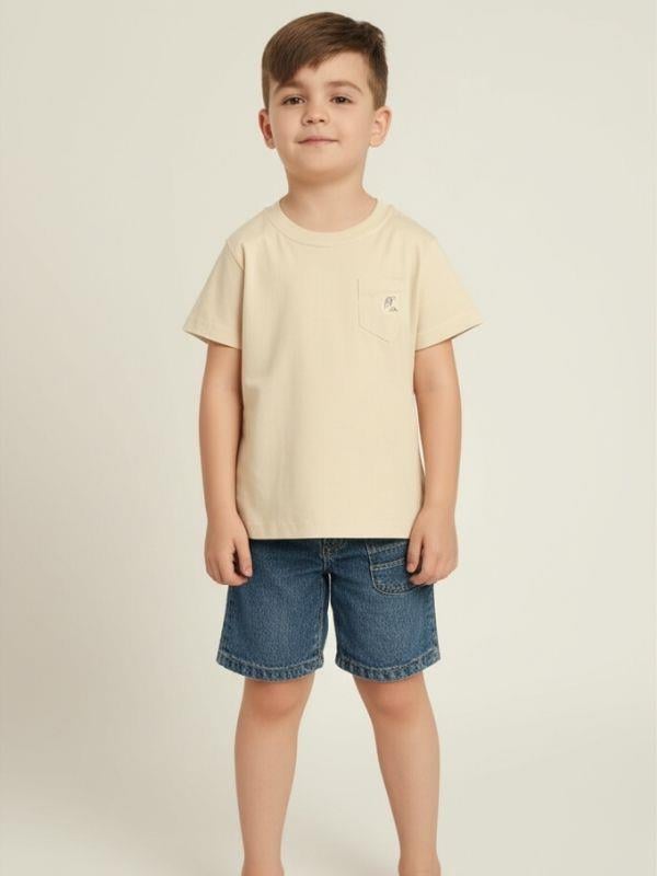 Erkek Bebek Cep Detaylı Basic T-shirt