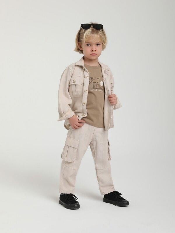 Erkek Bebek Çift Cepli Keten Ceket