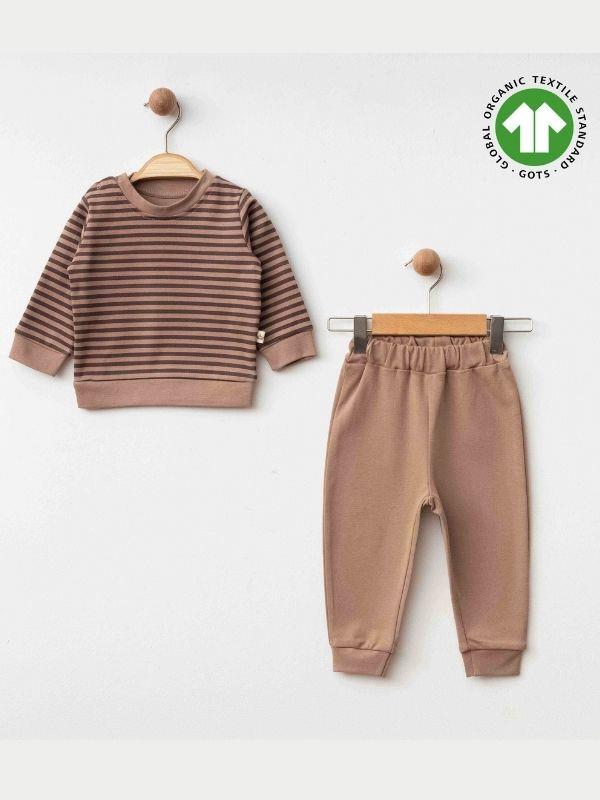 Erkek Bebek Çizgili Organik Eşofman Takım