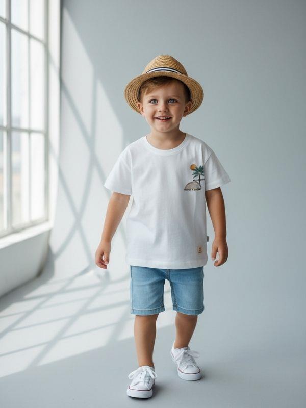 Erkek Bebek Desert Pamuklu Sırtı Baskılı Tshirt