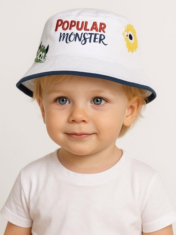 Erkek Bebek Fötr Monster Yazılı 1-3 Yaş Arası Şapka