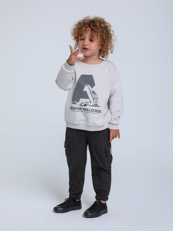 Erkek Bebek İnce Şardonlu Creative Yazılı Sweatshirt